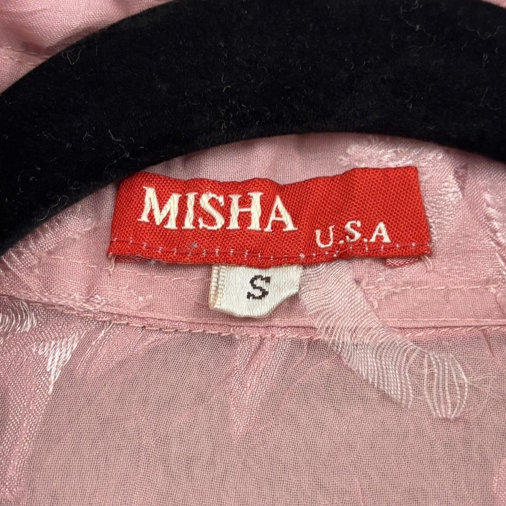 VTG 90s Y2K Sheer Floral Embroidered Beaded Button Up Top Womens S Pink Fairy - Picture 14 of 16